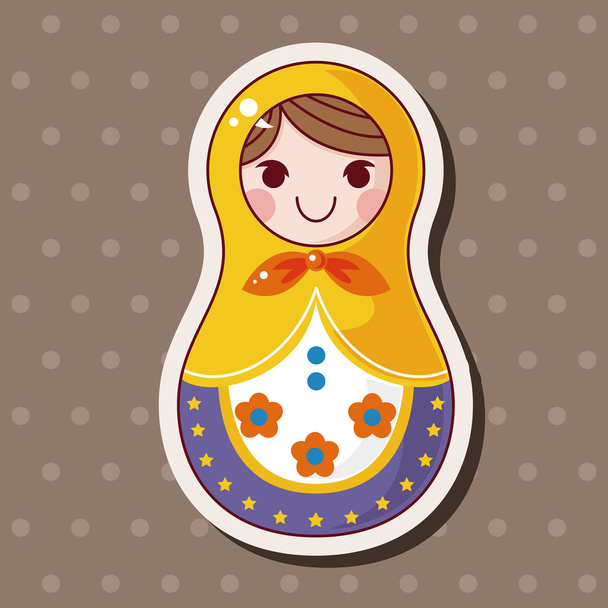 Matryoshka , Russian traditional wooden doll, vector pattern, el - Vector, Image