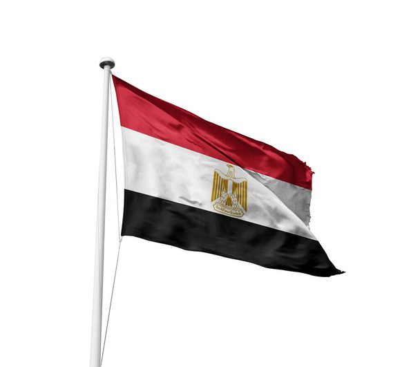 Египет размахивая флагом на белом фоне - Фото, изображение