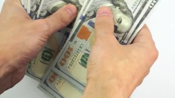 Rotating American 100 dollars close-up. American dollars 100 bills rotate. - Footage, Video