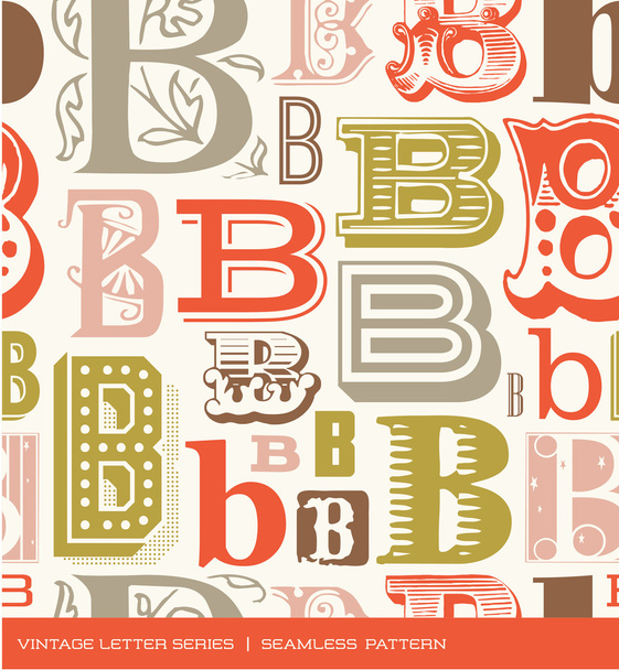 Seamless vintage pattern of the letter b in retro colors - ベクター画像