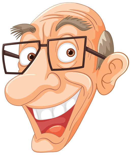 Karikatura šťastného staršího muže s brýlemi - Vektor, obrázek