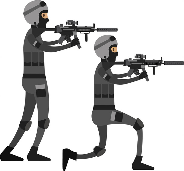 Service de capture de la police avec fusils de sniper icône vectorielle isolé sur fond blanc - Vecteur, image