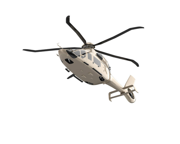 Helikopter beyaz arka planda izole edildi. 3d görüntüleme - illüstrasyon - Fotoğraf, Görsel