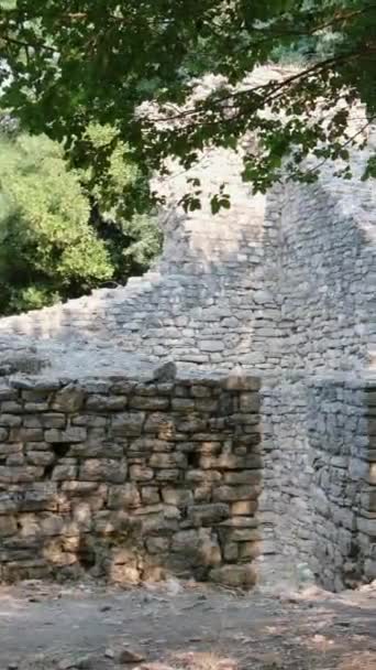 Ερείπια της Μεγάλης Βασιλικής στο Εθνικό Πάρκο Butrint, Buthrotum, Αλβανία. Triconch Palace στο Butrint Η ζωή και ο θάνατος ενός αρχαίου ρωμαϊκού σπιτιού Ιστορικό μεσαιωνικό Ενετικό Πύργο περιβάλλεται. Βουτυρόγαλα - Πλάνα, βίντεο