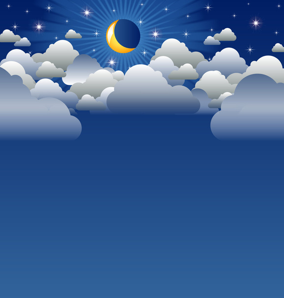 Cloudy moon - Vector, Image