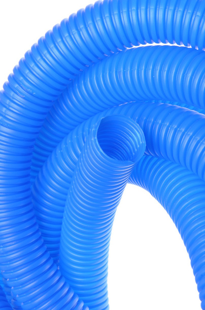 Blue plastic corrugated pipe - Foto, Bild