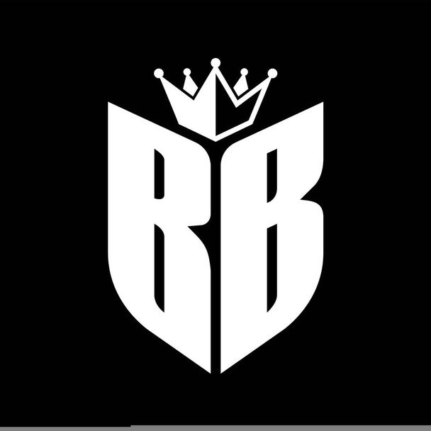 BB Carta monograma com forma de escudo com coroa preto e branco modelo de design de cor - Foto, Imagem