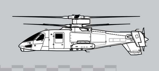 Sikorsky S-97 Raider. Yüksek hızlı helikopter prototipinin vektör görüntüsü. Yan görüş. Resim ve bilgi grafikleri için resim. - Vektör, Görsel