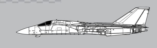 General Dynamics, Grumman F-111B with AIM-54 Phoenix missile. Vector drawing of carrier based interceptor aircraft. Side view. Image for illustration and infographics. - Vector, Image