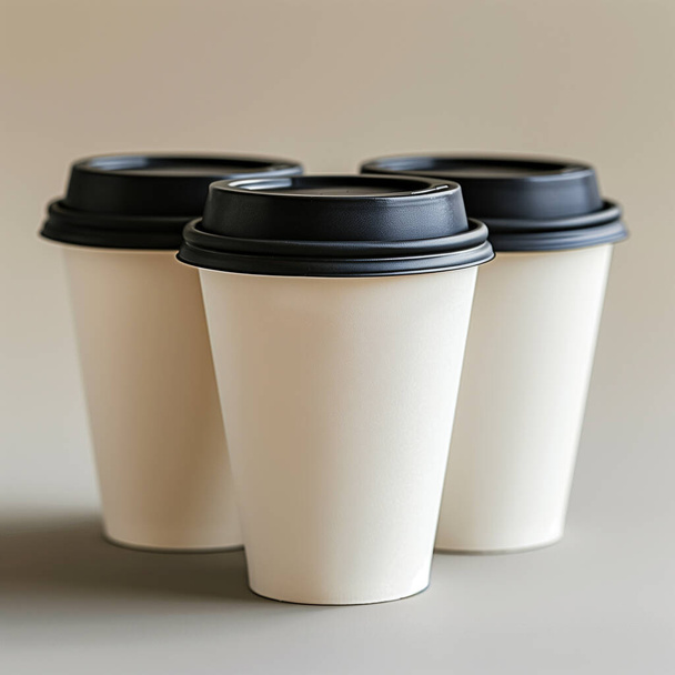 tasses à café en papier sur le fond blanc - Photo, image