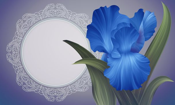 Iris Flower with lacy frame - Fotoğraf, Görsel