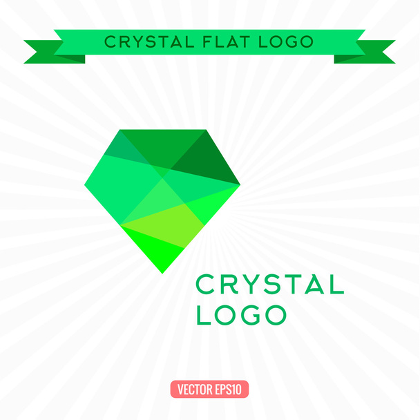 Logo yeşil gem simge. Parlak taş, vektör çizim - Vektör, Görsel