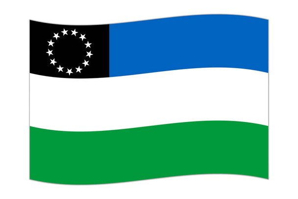 Sventolando bandiera del Rio Negro, divisione amministrativa dell'Argentina. Illustrazione vettoriale. - Vettoriali, immagini