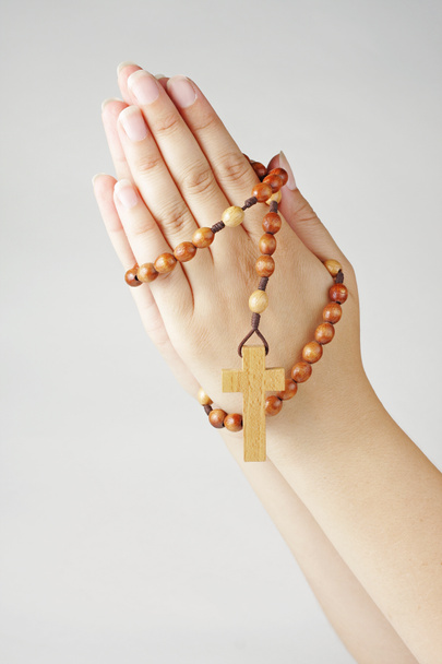 Hands in prayer with a rosary - Photo, Image