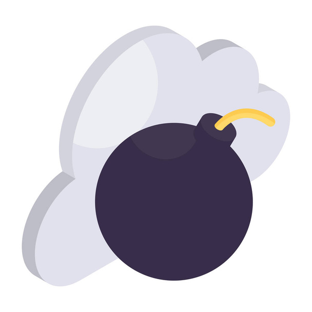 An isometric design icon of cloud bomb - Vector, Image