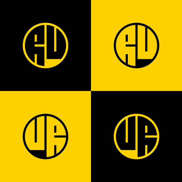 Einfaches RU und UR Letters Circle Logo Set, geeignet für Geschäfte mit RU und UR Initialen - Vektor, Bild