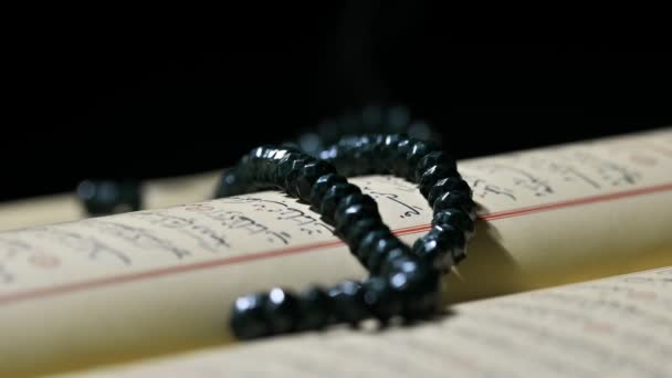 Religion The Book Of Islam Quran And Rosary Beads - Footage, Video