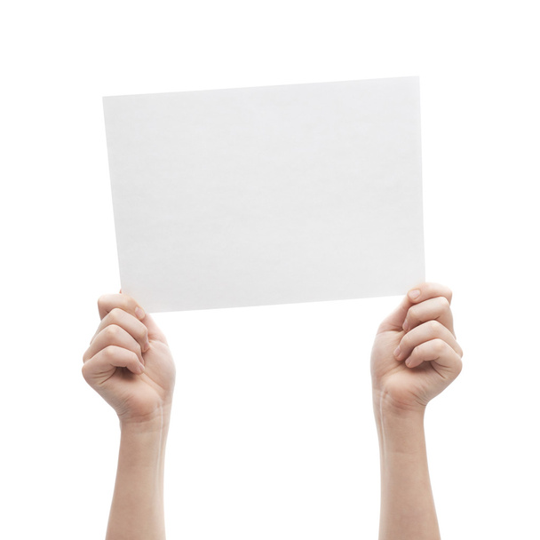 Two hands holding A4 sheet of paper - Photo, Image
