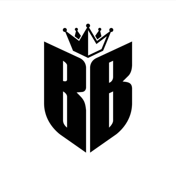 BB Carta monograma com forma de escudo com coroa preto e branco modelo de design de cor - Foto, Imagem