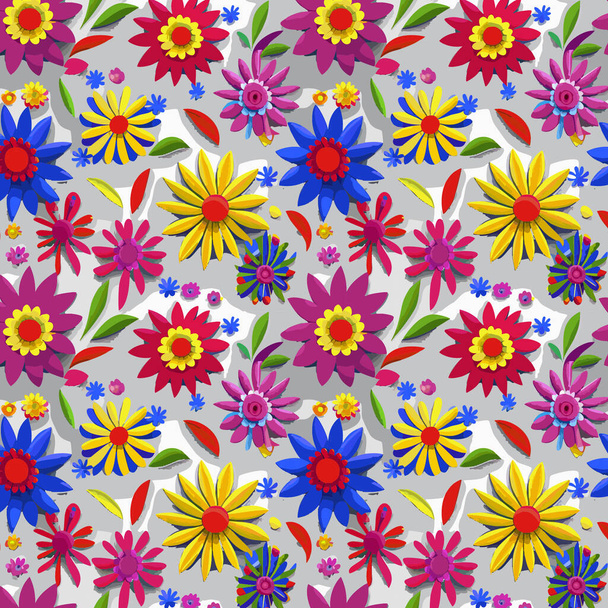 Blumenmuster für Stoff, T-Shirt, Kissenbezug. Blütenmuster mit Blättern. Blumensträuße Blumenkompositionen. Florales Muster - Foto, Bild