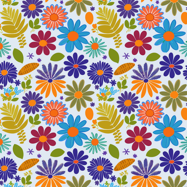 Diseño de arte de patrón. Patrón de flores con hojas. Ramos florales. Composiciones florales. Patrón floral - Foto, Imagen