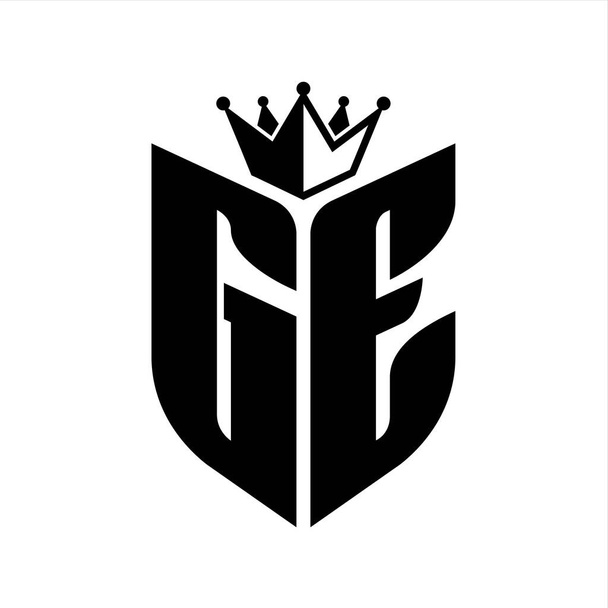 GE Lettre monogramme avec forme de bouclier avec couronne noir et blanc modèle de conception de couleur - Photo, image