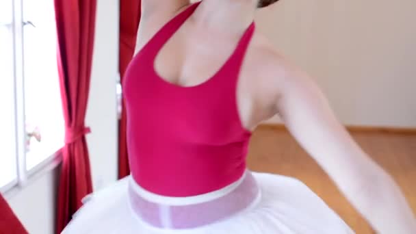 Молодая балерина танцует в зале
 - Кадры, видео