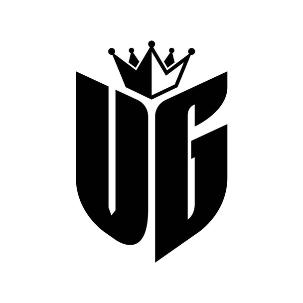 VG Letter monogram met schild vorm met kroon zwart en wit kleur ontwerp template - Foto, afbeelding