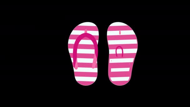 Pari vaaleanpunainen ja valkoinen raidallinen sandaalit kuvake konsepti silmukka animaatio video alfa kanava - Materiaali, video