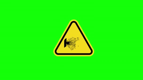 keltainen kolmio Räjähdys Vapautuminen Paine Symbol merkki Varoitus Paineistettu laite Release Paine kuvake käsite animaatio alfa-kanava - Materiaali, video