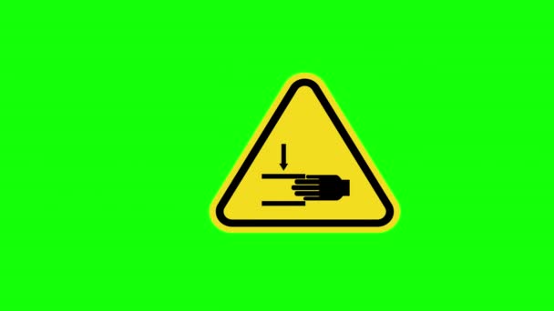 κίτρινο τρίγωνο Προειδοποίηση Προειδοποίηση τραυματισμού χεριού. Σημάδι καψίματος στο χέρι. Σημείο τσίμπημα Σύμβολο σύμβολο έννοια εικονίδιο κινούμενο σχέδιο με κανάλι άλφα - Πλάνα, βίντεο