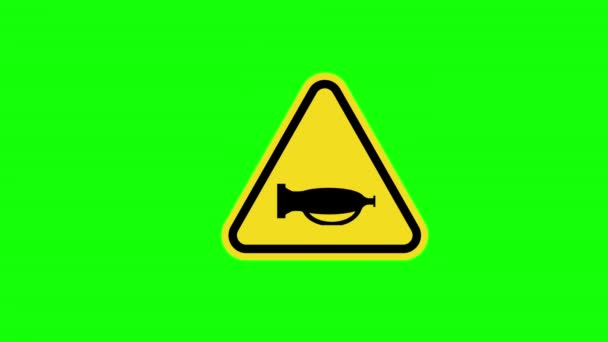 amarelo triângulo Cuidado advertência não buzinar permitir Símbolo ícone conceito animação com canal alfa - Filmagem, Vídeo