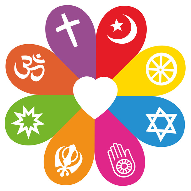 Símbolos de religión Colores de amor de flores
 - Vector, Imagen