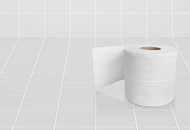 Carta igienica in camera piastrelle di ceramica bianca - Foto, immagini