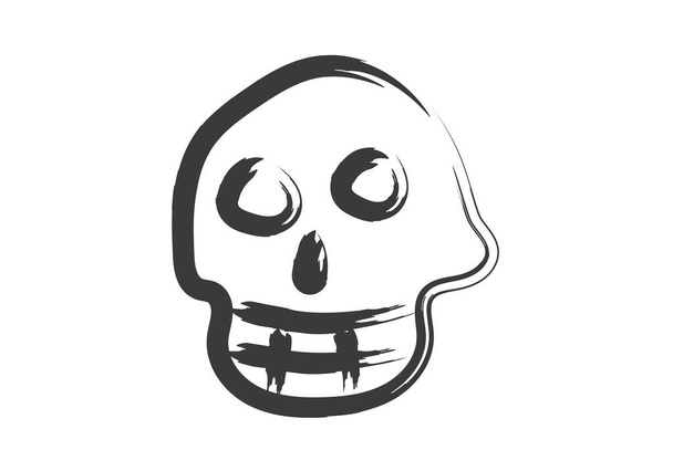 Zwarte schedel pictogram gemaakt met penseelstreek. - Vector, afbeelding