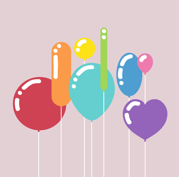 Biglietto di auguri con palloncini di compleanno
 - Vettoriali, immagini