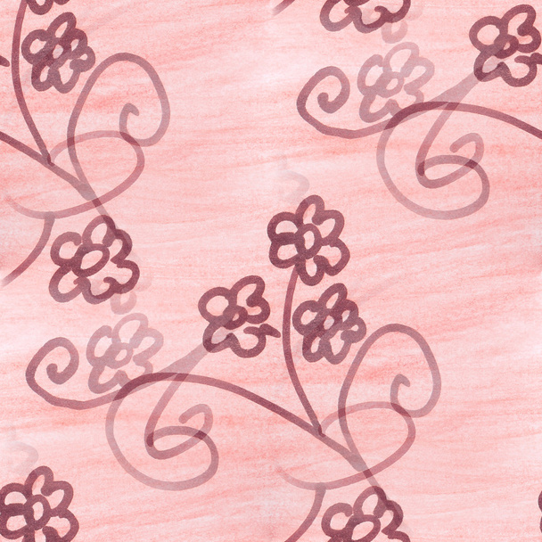 seamless  texture brown leaves watercolor  flowers wallpaper - Φωτογραφία, εικόνα