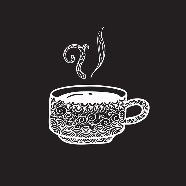 Coffee cup pattern doodle shalk - Vektor, Bild
