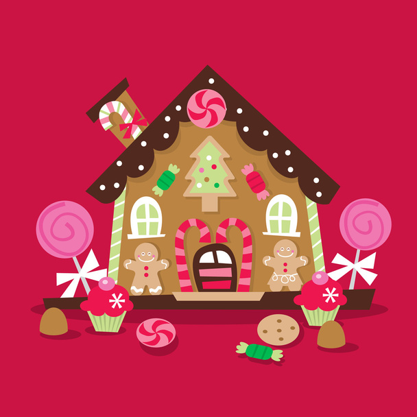 Retro Kerstmis peperkoek huis - Vector, afbeelding