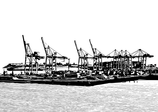 přístav jeřáby - Vektor, obrázek
