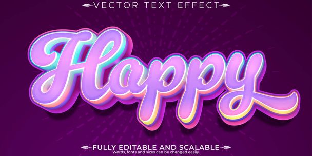 Happy text effect, editable joy and cheerful customizable font s - Vector, Image