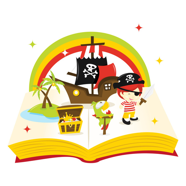 Treasure Island hikaye kitabı - Vektör, Görsel