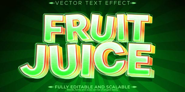 Fruchtsaft Texteffekt, editierbar frisch und natürlich anpassbar - Vektor, Bild