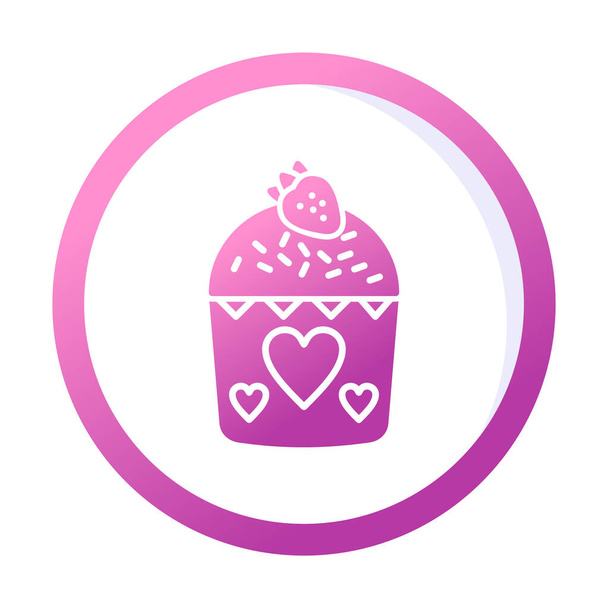 jahodový muffin ikona, vektorové ilustrace - Vektor, obrázek