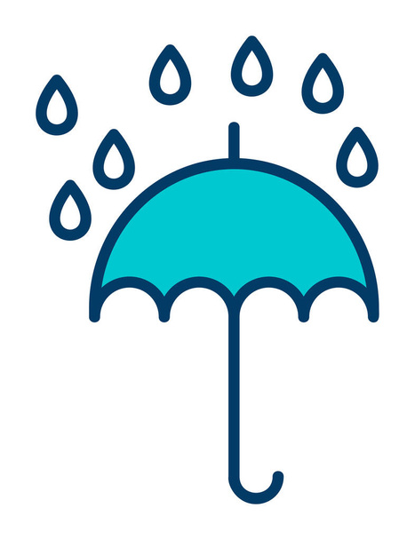 Regenschirm mit Regentropfen-Symbol, Vektorillustration - Vektor, Bild