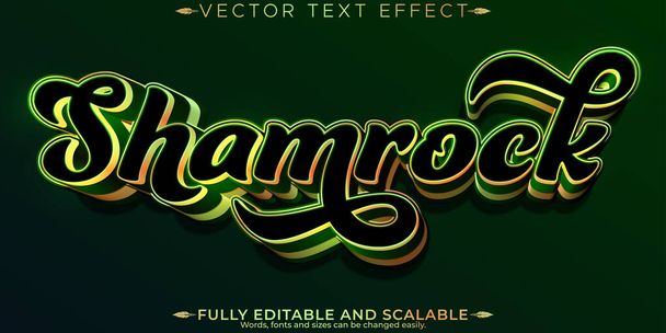 Effet texte Shamrock, trèfle modifiable et fon vert personnalisable - Vecteur, image