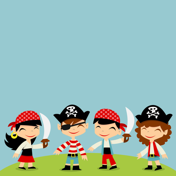 Retro Pirate Seikkailu Lapset kopioi tilaa
 - Vektori, kuva