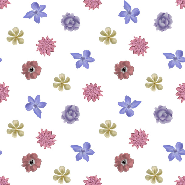 Flower retro pattern seamless vector illustration - Vector, Image