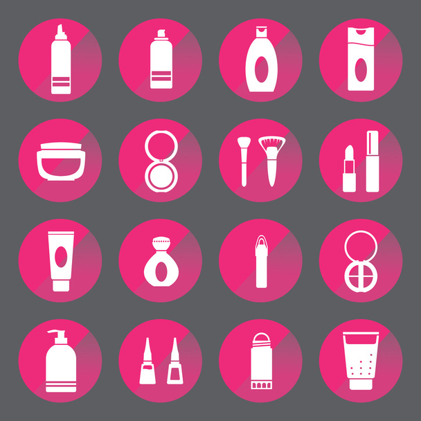 Set circle icons of beauty and cosmetics - Vector, Image