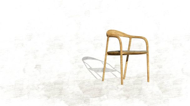 обеденное кресло, современный скандинавский дизайн. Эскиз кресла с контурным рисунком с затенением, на фоне эскиза. - Фото, изображение